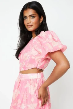 Floral Organza Pleated Midi Skirt
