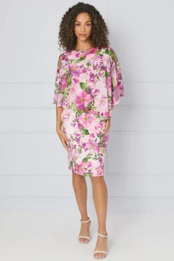 Floral Overlay Pencil Dress