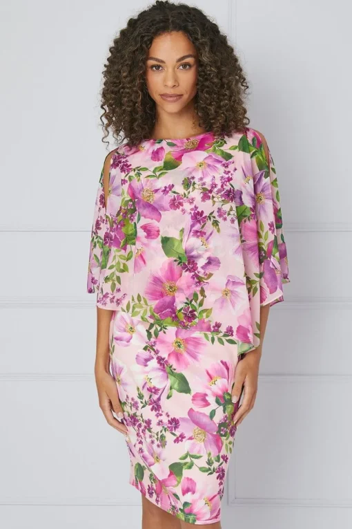 Floral Overlay Pencil Dress