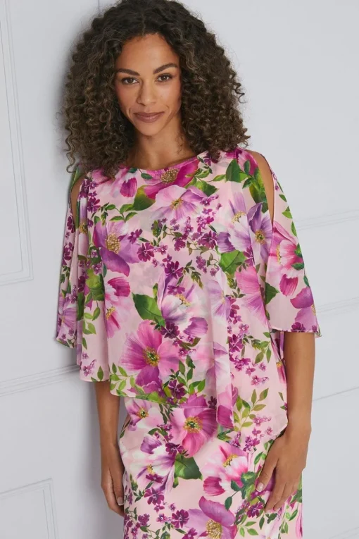 Floral Overlay Pencil Dress