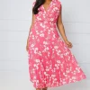 Floral Pleated Wrap Midi Dress