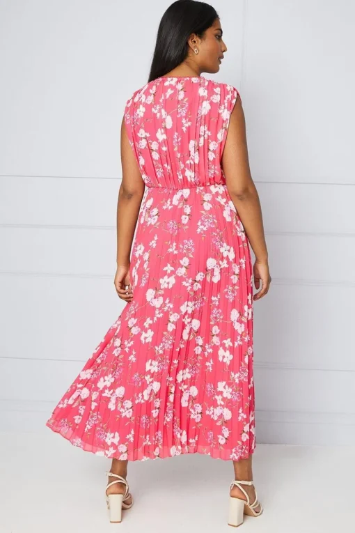 Floral Pleated Wrap Midi Dress