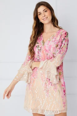 Floral Print Glitter Shift Dress