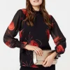 Floral Print High Neck Sheer Blouse