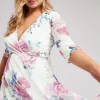 Floral Print Mesh Wrap Dress