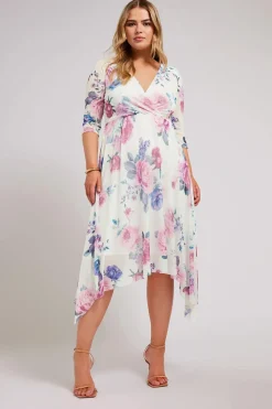 Floral Print Mesh Wrap Dress