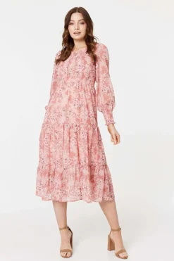 Floral Print Smocked Midi Dress