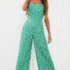 Floral Print Tie Back Culotte Jumpsuit