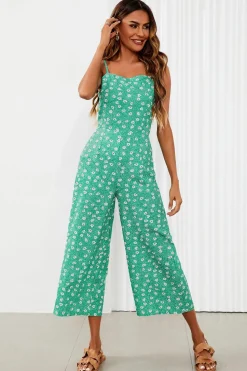 Floral Print Tie Back Culotte Jumpsuit