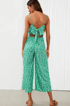 Floral Print Tie Back Culotte Jumpsuit