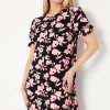 Floral Printed Jersey Short Sleeve Shift Dress