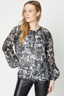 Floral Printed Organza Blouse