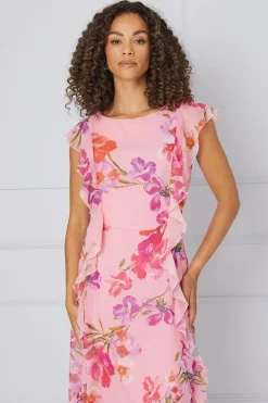 Floral Ruffle Detail Hanky Midi Dress