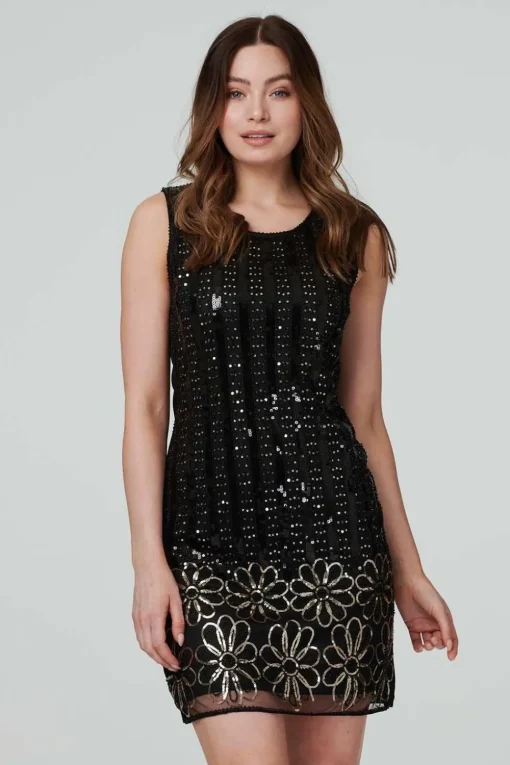 Floral Sequin Mini Dress