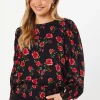 Floral Shirred Hem Blouse
