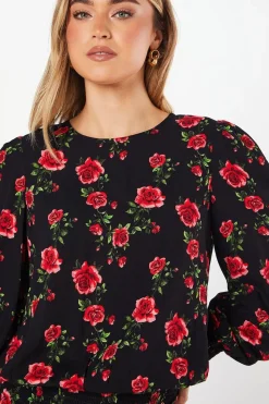 Floral Shirred Hem Blouse