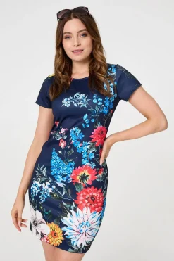 Floral Short Sleeve Short Shift Dress