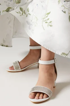 Flower Girl Jasmine Diamante Low Block Heeled Sandals