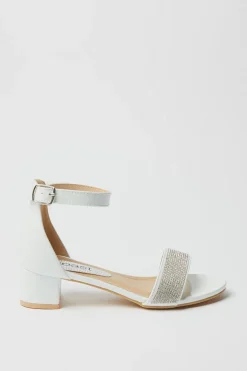 Flower Girl Jasmine Diamante Low Block Heeled Sandals