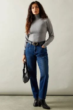 Foil Embellished Roll Neck Jumper