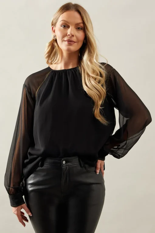 Foil Trim Blouse
