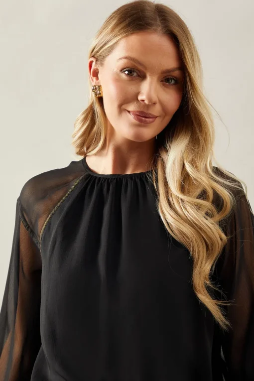 Foil Trim Blouse