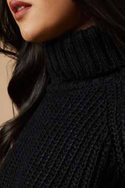 Fringe Sleeve Roll Neck Cropped Jumper