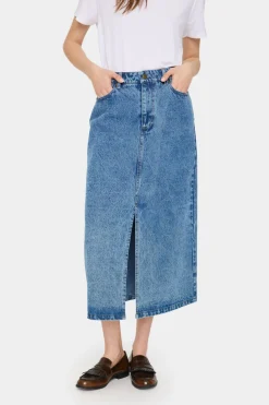 GabiSZ Denim High Waist Midi Skirt-