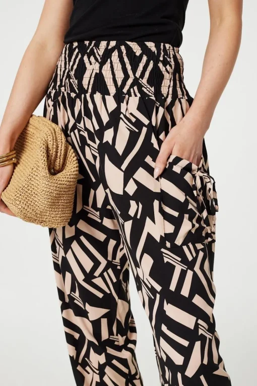Geo Print High Waist Harem Pants
