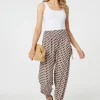 Geo Print High Waist Tassel Harem Pants