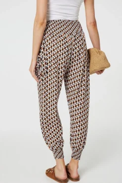 Geo Print High Waist Tassel Harem Pants
