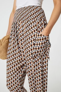 Geo Print High Waist Tassel Harem Pants