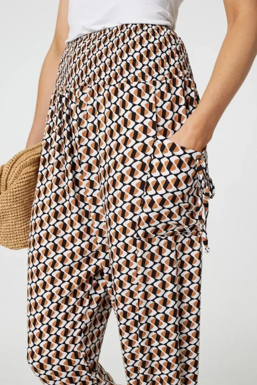 Geo Print High Waist Tassel Harem Pants