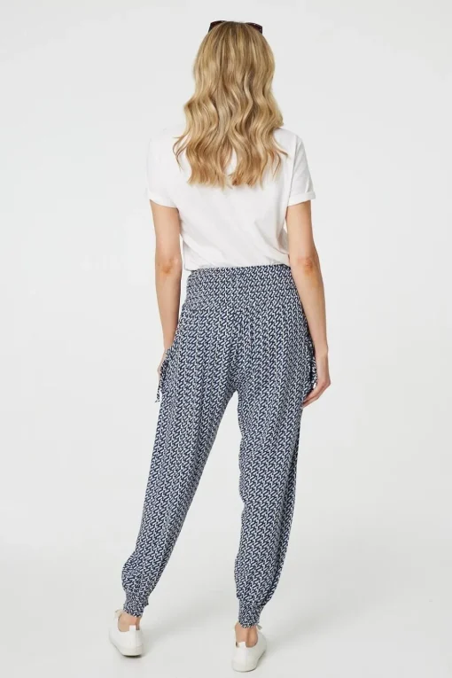 Geo Print Pocket Detail Harem Pants