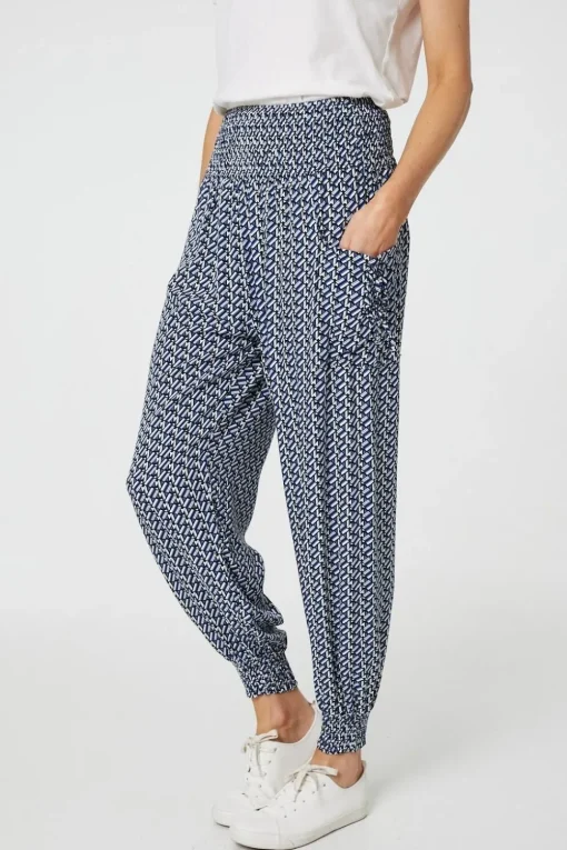 Geo Print Pocket Detail Harem Pants