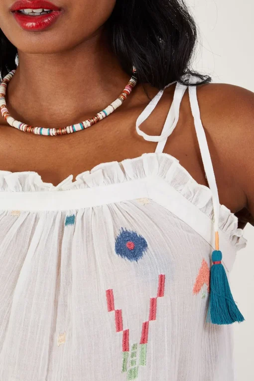 Geometric Embroidered Cami Top
