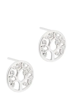 Gift Packaged 'Ana' Rhodium Plated 925 Silver & Cubic Zirconia Branch Earrings