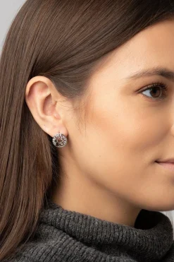 Gift Packaged 'Ana' Rhodium Plated 925 Silver & Cubic Zirconia Branch Earrings