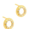 Gift Packaged 'Cezanne' 18ct Yellow Gold Plated 925 Silver with Cubic Zirconia Circle Earrings