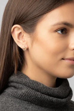 Gift Packaged 'Cezanne' 18ct Yellow Gold Plated 925 Silver with Cubic Zirconia Circle Earrings