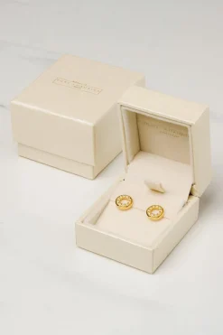 Gift Packaged 'Cezanne' 18ct Yellow Gold Plated 925 Silver with Cubic Zirconia Circle Earrings
