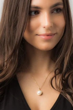 Gift Packaged 'Cosmos' 18ct Yellow Gold Plated 925 Silver Pearl Necklace