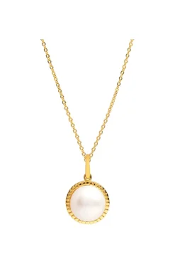 Gift Packaged 'Cosmos' 18ct Yellow Gold Plated 925 Silver Pearl Necklace