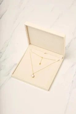 Gift Packaged 'Cosmos' 18ct Yellow Gold Plated 925 Silver Pearl Necklace