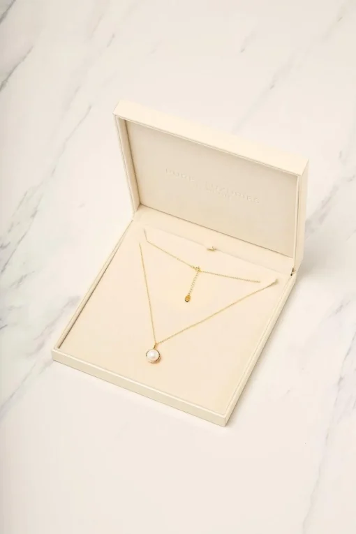 Gift Packaged 'Cosmos' 18ct Yellow Gold Plated 925 Silver Pearl Necklace
