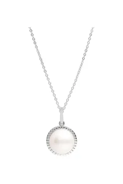 Gift Packaged 'Cosmos' Rhodium Plated 925 Silver Pearl Necklace