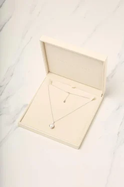 Gift Packaged 'Cosmos' Rhodium Plated 925 Silver Pearl Necklace