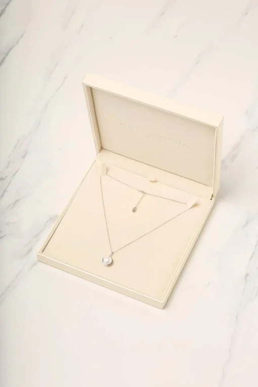 Gift Packaged 'Cosmos' Rhodium Plated 925 Silver Pearl Necklace