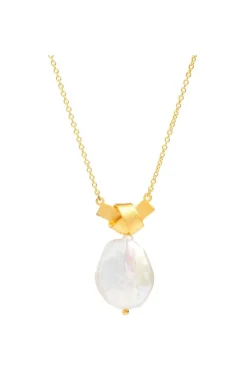 Gift Packaged 'Edna' 18ct Gold Plated Sterling Silver Pearl Necklace