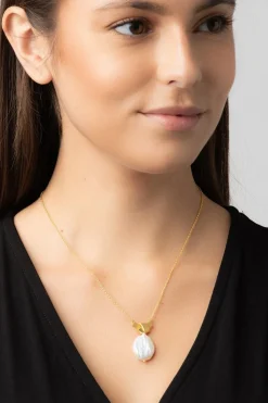Gift Packaged 'Edna' 18ct Gold Plated Sterling Silver Pearl Necklace
